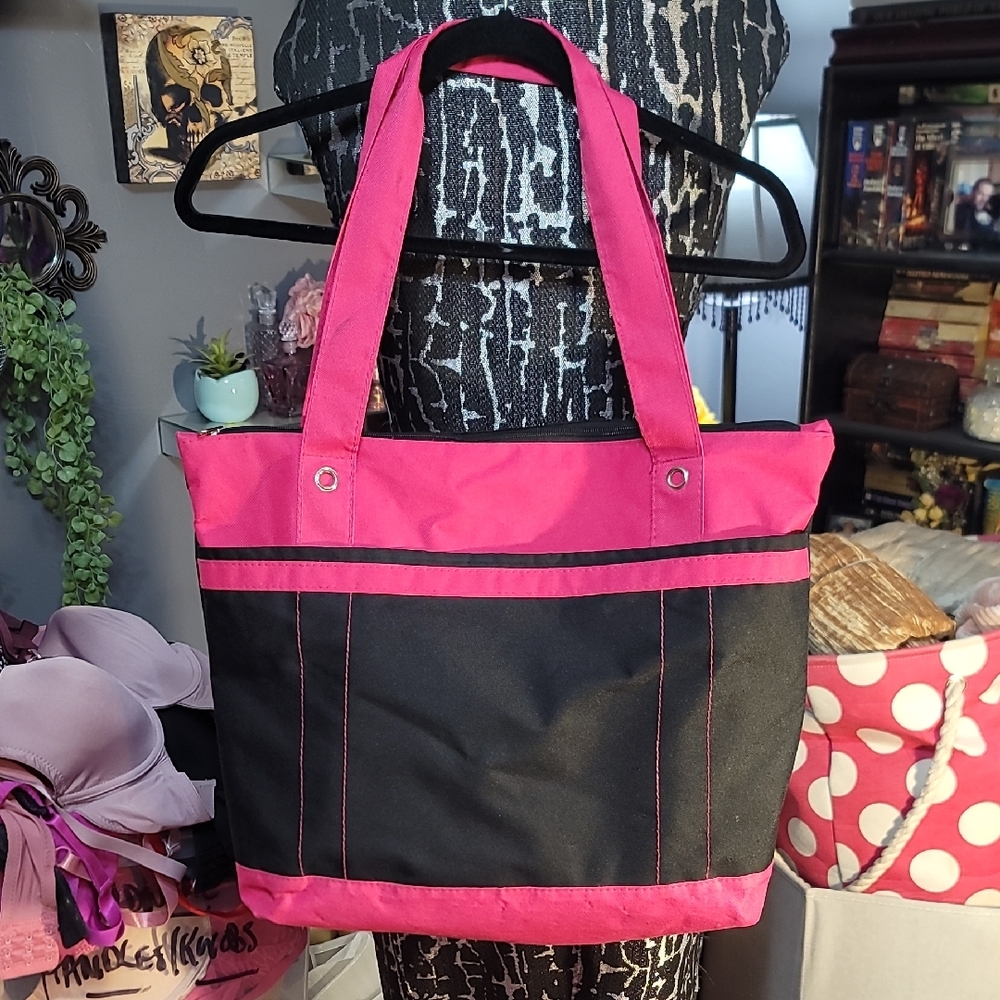 Pink and Black Tote Bag